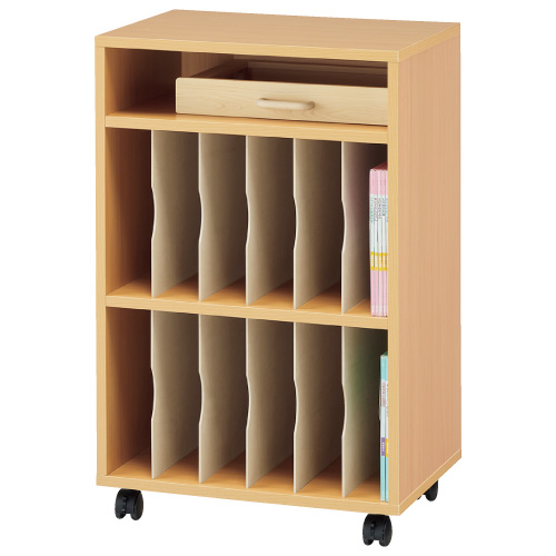 紙芝居キャビネット・移動式　木調