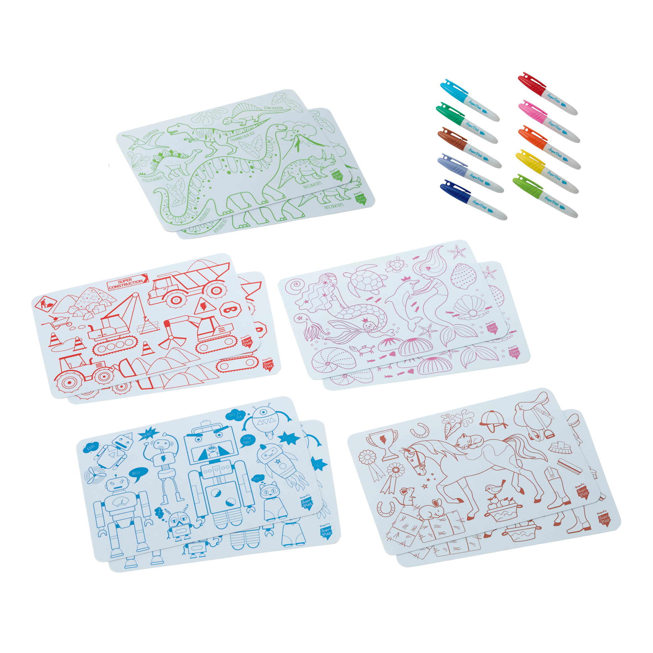 シリコーンお絵描きマット5種10枚組　ペン付