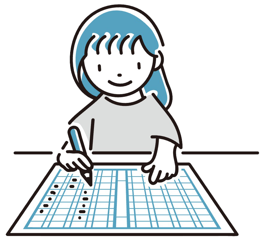 読書感想文を書いている女の子